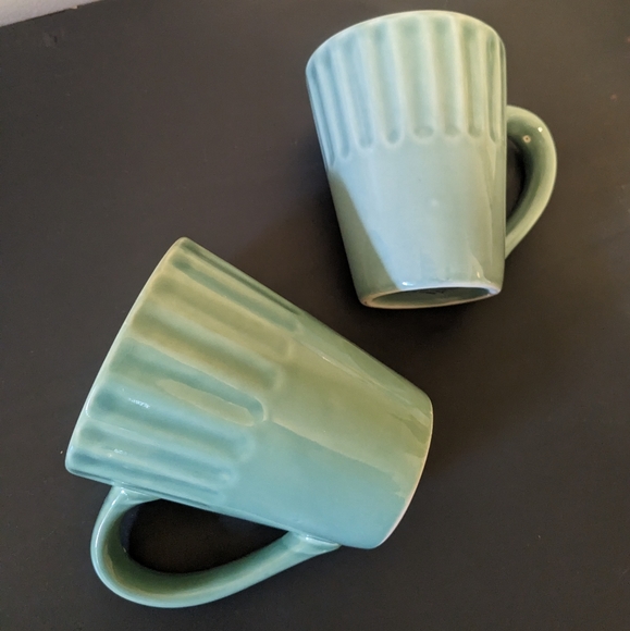 🌈10/$15🌈 Pair of green Libbey mugs green teal - Picture 2 of 3